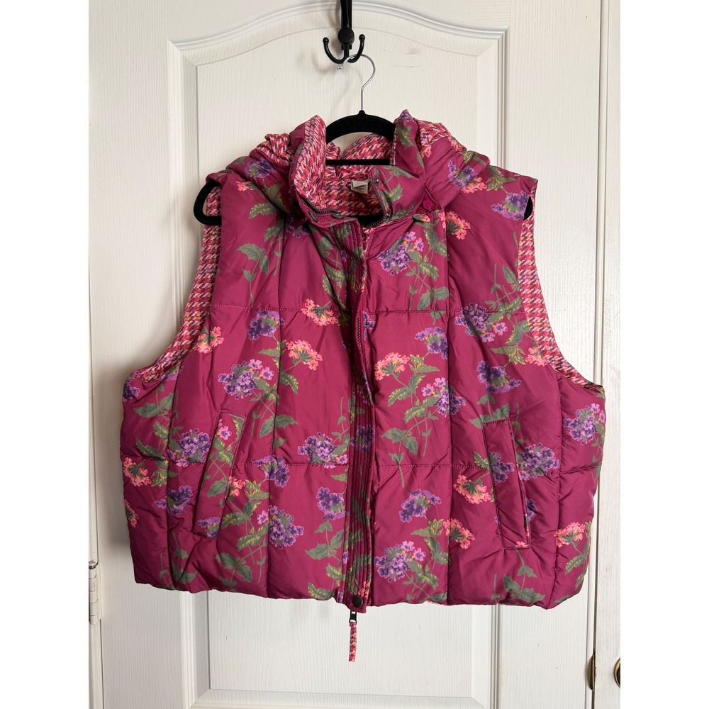 Sundance Tundra Bloom Reversible Puffer Vest Hooded Floral Houndstooth XXL - Picture 3 of 15